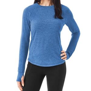 Member's Mark Brushed Long Sleeve Tee Women's XL Blue Crew Neck Thumbholes Soft
